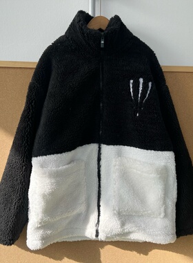 3F-1羊羔绒撞色拼接无帽立领拉链松弛感外套保暖设计感Y25-11