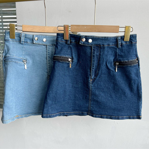 P3-26夏季款复古牛仔蓝半身裙高腰显瘦高弹力A字裙包臀短裙H25-4