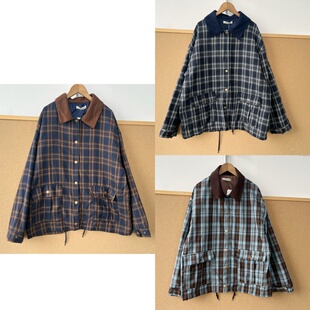 巴恩风春秋外套格子复古翻领撞色老钱风宽松Y26 81店主自留