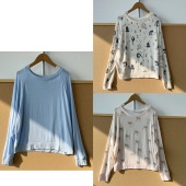 110春秋款 柔软亲肤字母印花内搭简约洋气长袖 薄款 上衣潮H26