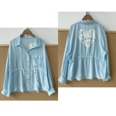 H26 衬衫 62儿童清新浅蓝后背爱心印花抽绳收腰舒适透气薄款 2V1