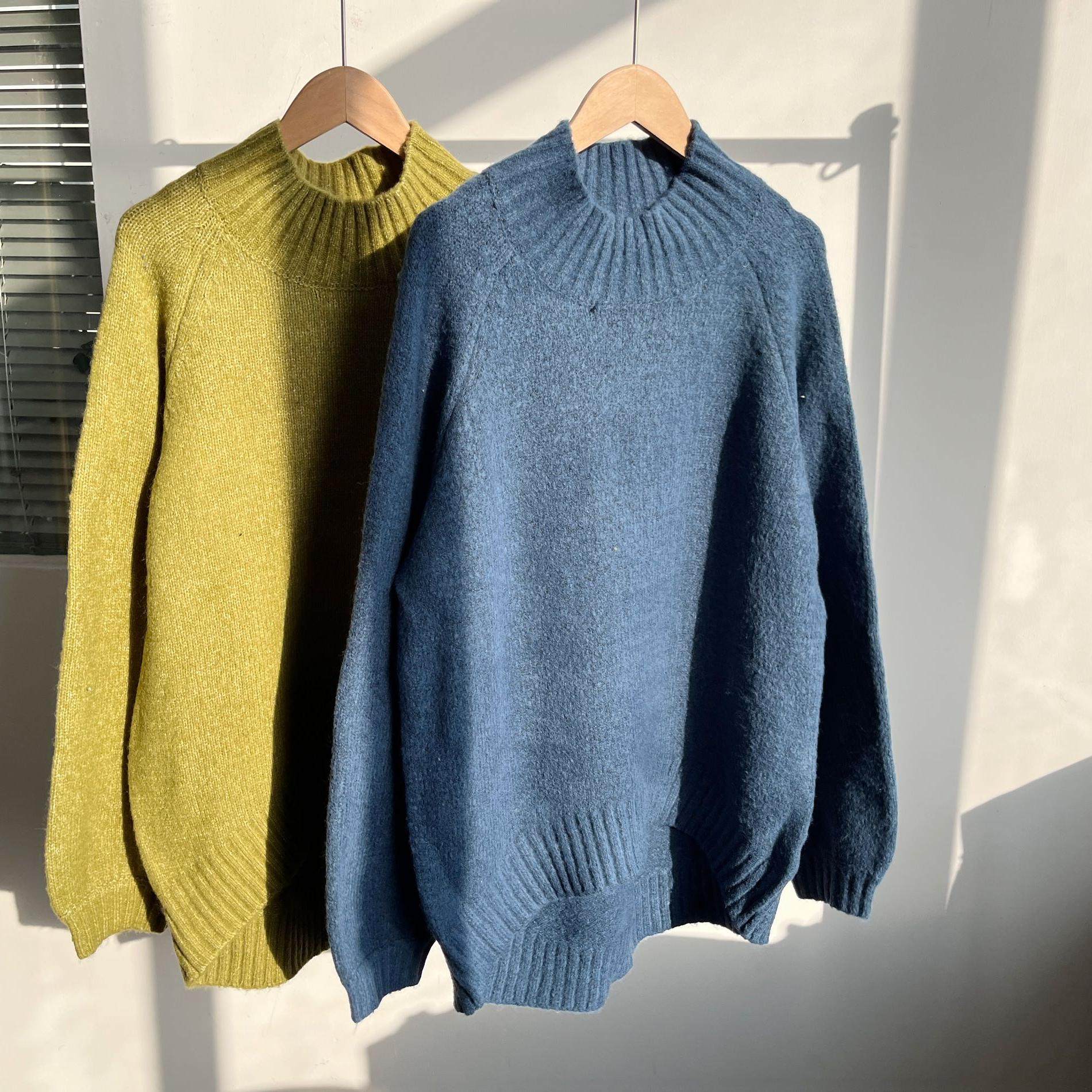 微瑕美式复古圆领套头软糯毛衣秋冬款宽松舒适慵懒风针织上衣H12,女装/女士精品,毛针织衫,淘宝优惠券,粉丝福利购,淘宝优惠卷