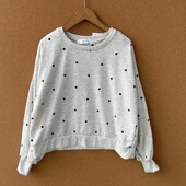 37春秋季 套头小爱心刺绣甜美圆领长袖 卫衣无帽打底衫 2P1 Y25