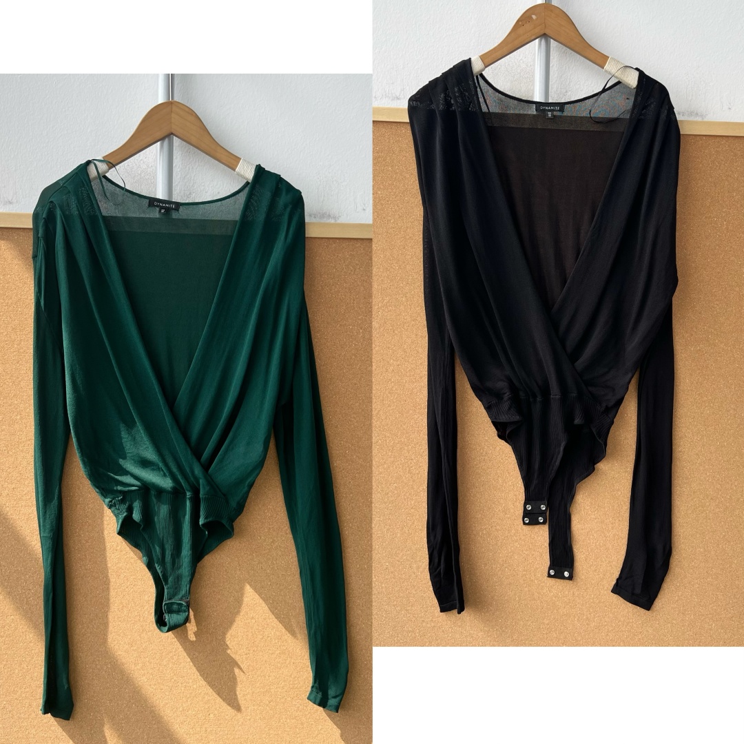 2S1-15薄款弹力V领透视感纯色简约修身显瘦长袖连裆定位衣Z25-10