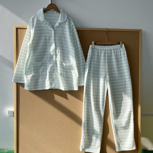 西4-53女士睡衣套装条纹设计感舒适亲肤带口袋家居服套装Z25-12