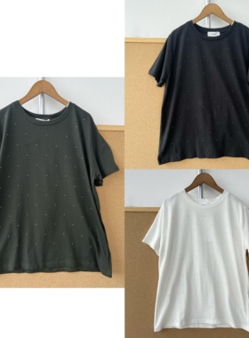 2G1-60夏季设计感小众烫钻时尚气质显瘦百搭短袖T恤上衣潮H26-3