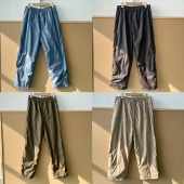 慵懒风秋冬保暖气质舒适休闲高腰J26 80加绒 防水松紧腰长裤