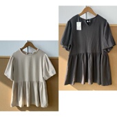 2u1 T恤Z25 27圆领夏肌理感短袖 宽松褶褶皱显瘦百搭遮肉裙摆式