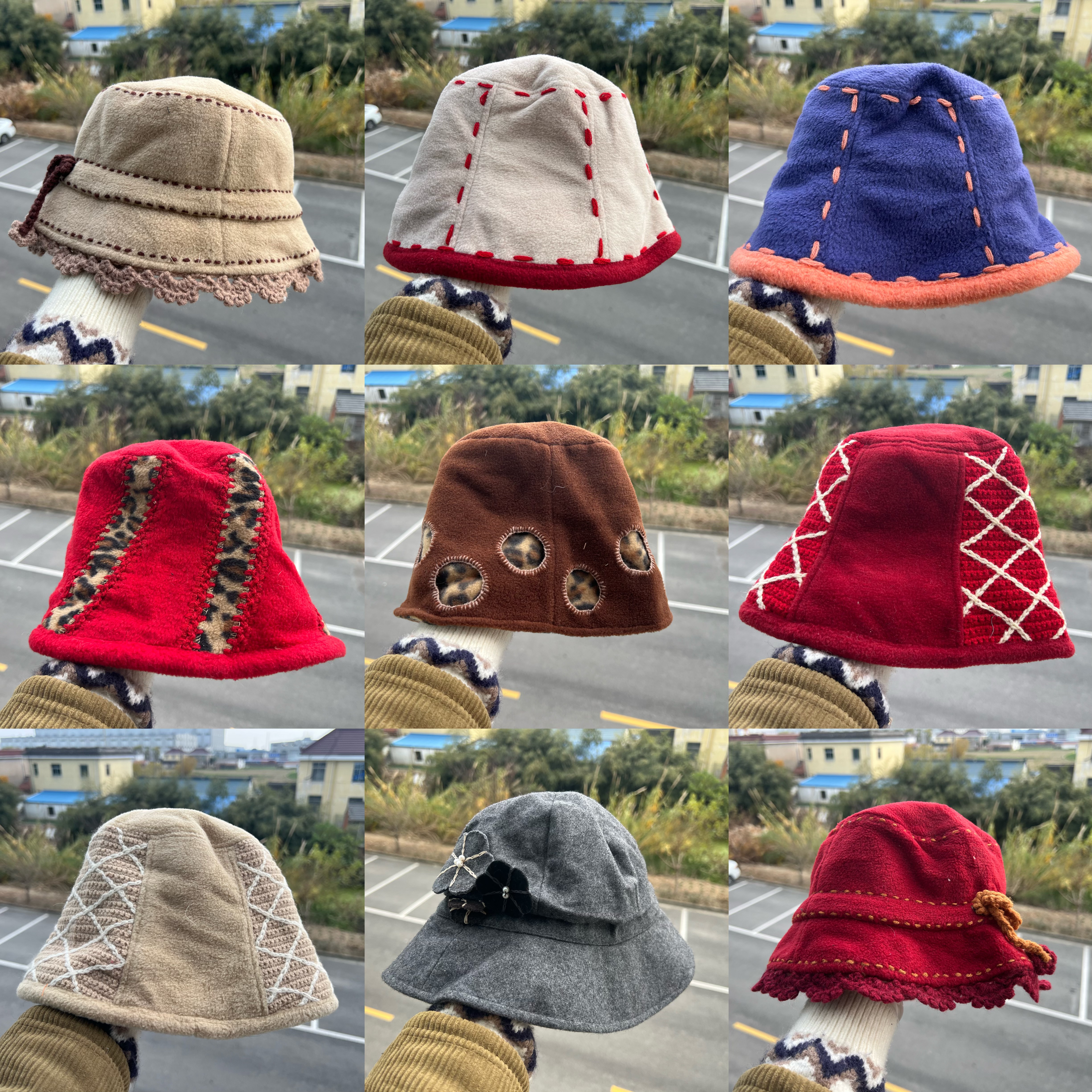 3S-16日系多款式氛围感森系盆帽显脸治愈系温柔拼接渔夫帽H25-12