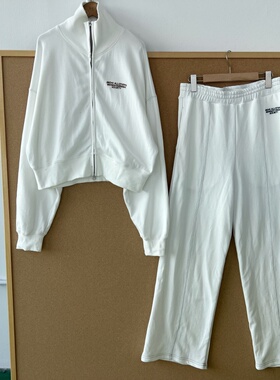 3H-1长袖长裤套装拉链开衫半高领字母刺绣设计感松紧腰Y26-1