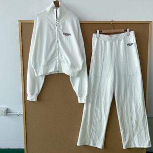 1长袖 半高领字母刺绣设计感松紧腰Y26 长裤 拉链开衫 套装