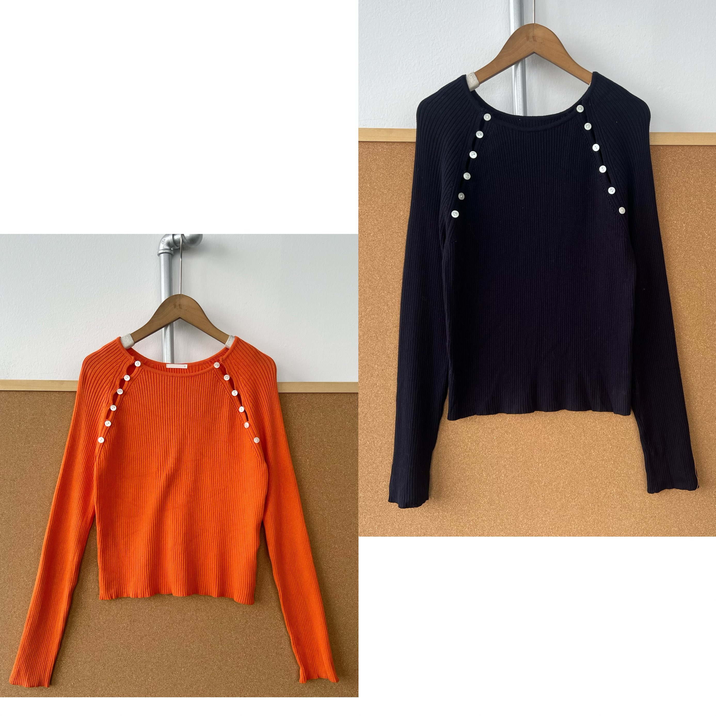 南3-70时髦纯色双襟纽扣针织打底秋冬性感修身显瘦针织衫H25-10