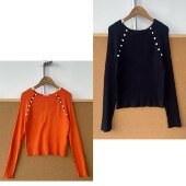 南3 H25 70时髦纯色双襟纽扣针织打底秋冬性感修身 显瘦针织衫