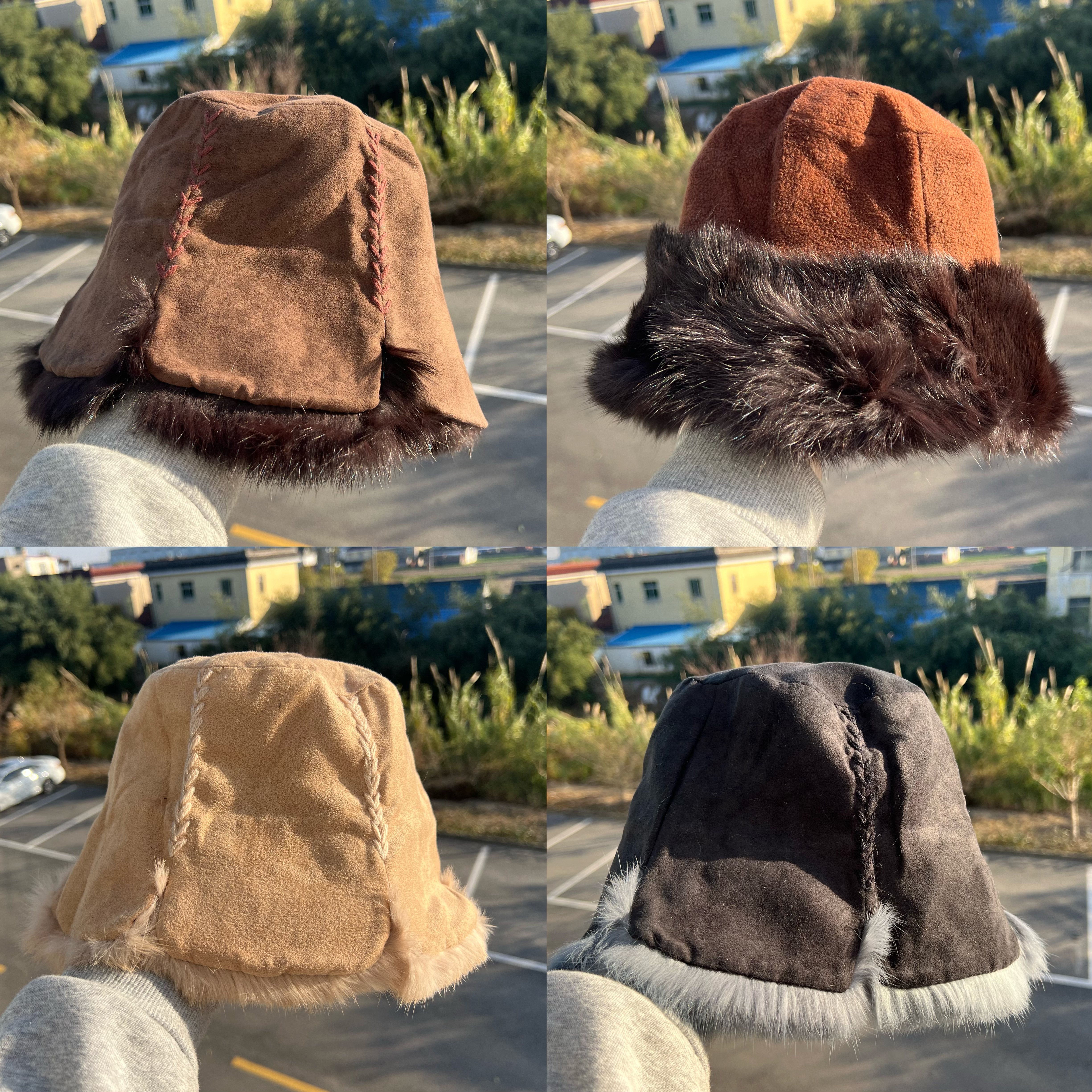 2F-52高货日单双面带贵妇保暖防风毛绒绒显脸小渔夫帽盆帽H25-11