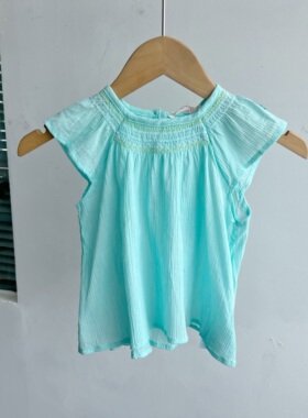 A3-124女童春夏装无袖T恤时尚洋气背心舒适碎花长袖套头衬衫H25-4