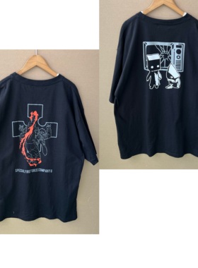 2n1-14夏季美式复古个性印花潮流宽松时尚洋气港风短袖T恤H25-9