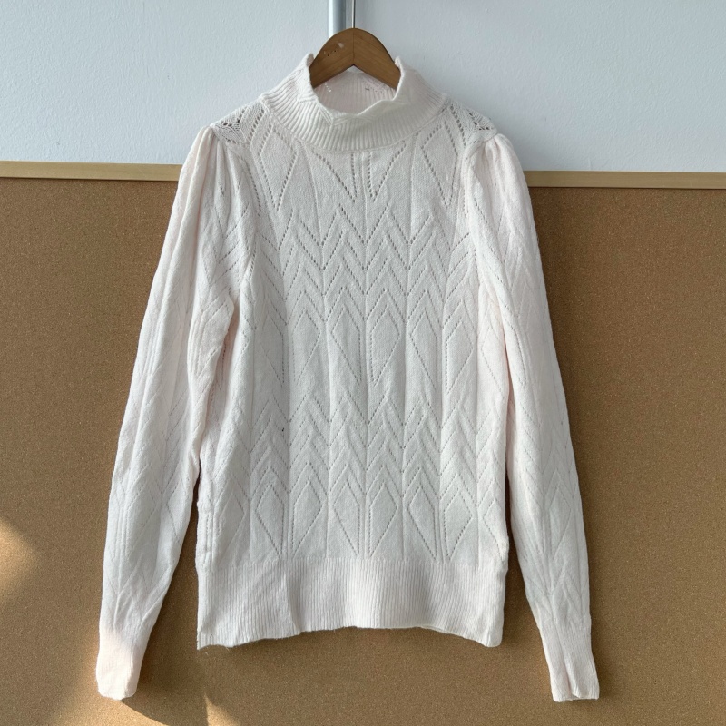 L1-167韩系半高领菱形镂空针织衫秋冬复古温柔风显瘦打底衫Z25-10