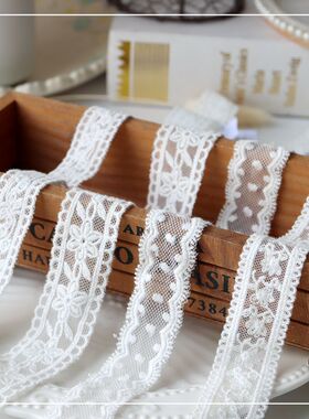 高档白色棉线刺绣蕾丝花边辅料娃衣服装手工diy材料网纱娃娃雷丝