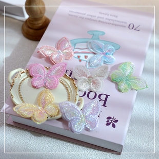 精致彩色立体双层金线刺绣蝴蝶蕾丝布贴破洞补丁贴diy装 饰品辅料