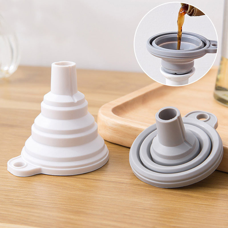 创意厨房硅胶便携式伸缩折叠硅胶小漏斗可折叠糖果长颈漏斗