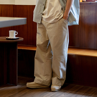 UrbanStandard日系棉质双打褶休闲裤男夏季宽松百搭直筒九分裤子