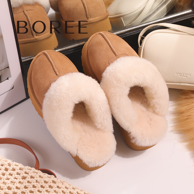宝人超好看包头毛毛拖鞋女外穿厚底增高网红时尚加绒保暖休闲棉拖