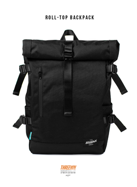 Threemin Supply CF防水卷盖包电脑双肩背包原创小众设计机能潮流