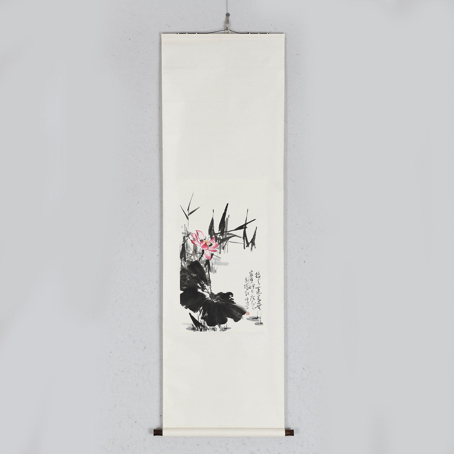 虫二书画新中式客厅装饰画李可勤真迹画作荷花禅意手工苏裱装饰画