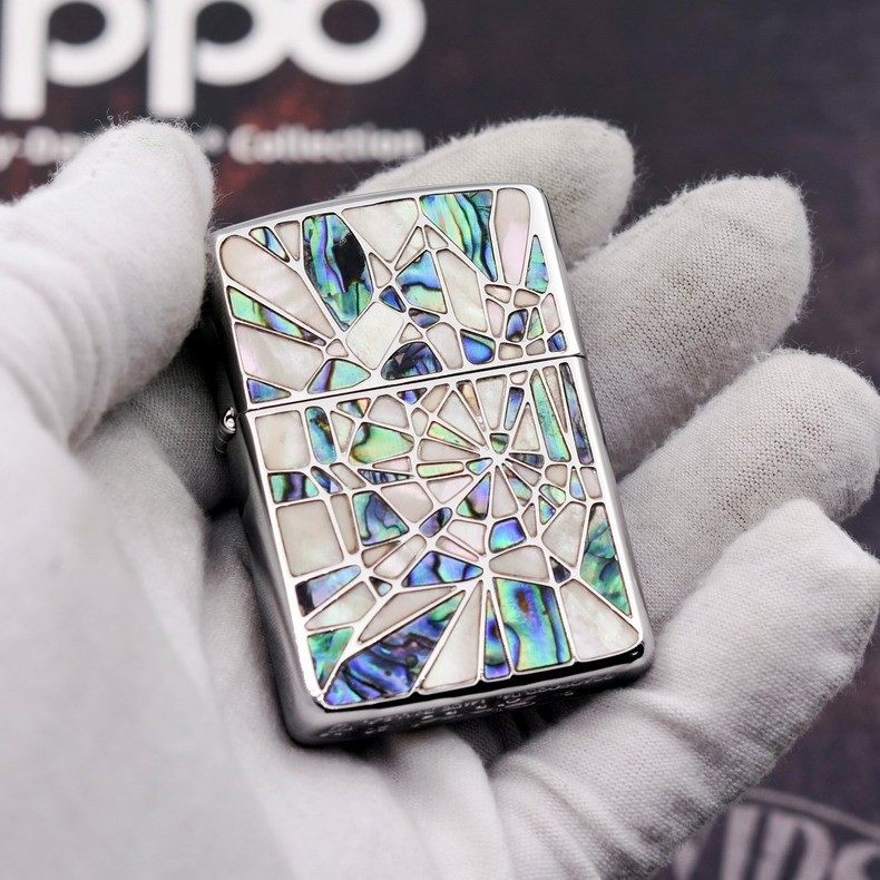 zippo原装正品打火机贝壳一网情深盔甲机芝宝煤油防风情人节礼物