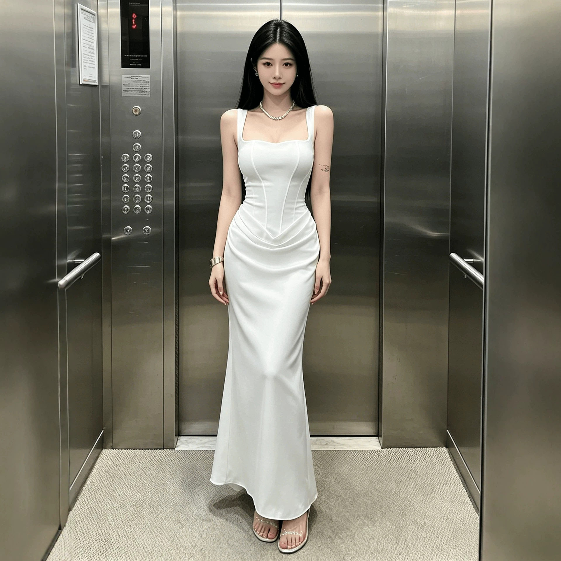 白色鱼骨吊带连衣裙女收腰显瘦气质名媛风高级感鱼尾晚礼服长裙子