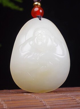 和田玉糖白玉佛公吊坠15.56克