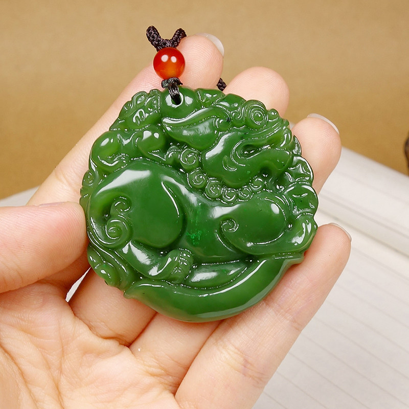 【天石玉器】和田玉碧玉貔貅玉牌碧玉