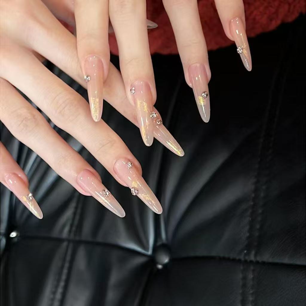 新款法式人鱼温柔美甲渐变贴片ins高级显白气质穿戴甲