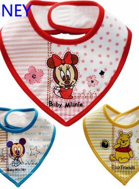 婴儿口水巾全棉新生儿宝宝三角口水兜卡通防水幼儿童围嘴3条装