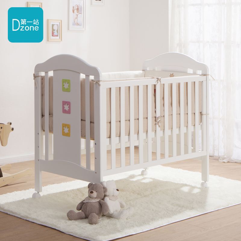 第一站婴儿床秋韵全实木欧式宝宝床环保漆多功能儿童床可接拼大床-封面