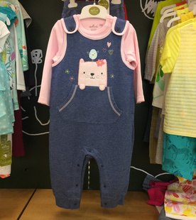 Hallmark贺曼婴儿背带裤套装全棉秋款女宝宝长袖T恤背带裤两件装