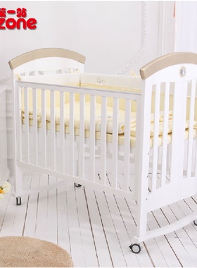 第一站婴儿床菲碧全实木宝宝床欧式环保漆小孩幼儿童床新生儿摇床