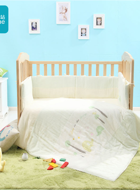 第一站春之语婴儿床品6件套宝宝棉被组四季款新生儿床围被套床罩