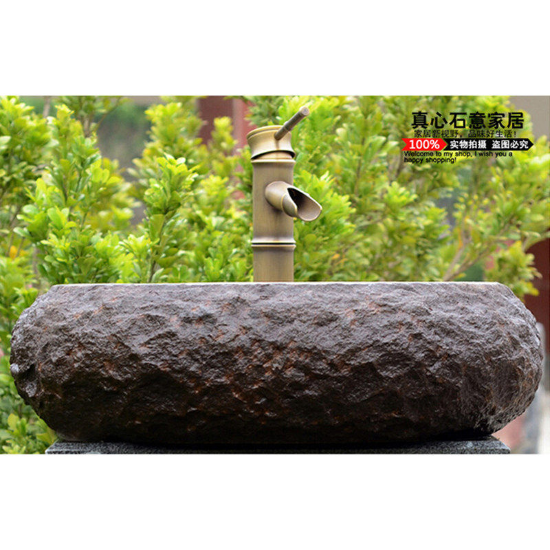 惠安天然青石中式台上盆 花岗岩仿古艺术洗手盆