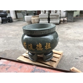 惠安48cm青石圆形石雕香炉寺庙墓地家用供奉香炉烧香鼎惠安石雕小