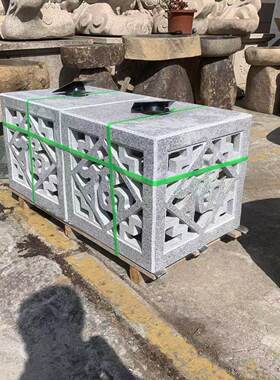 惠安石雕太阳能门柱灯天然花岗岩别墅灯笼新中式围墙庭院感应石灯