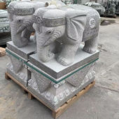 石雕大象一对天然大理石别墅庭院门口摆件酒店看门大象招财石头象