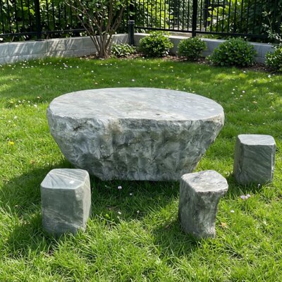 石桌石凳庭院一套户外花园别墅农家小院天然石头桌子九龙壁石桌椅