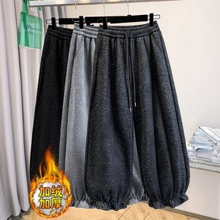 子束脚裤 飞小源大码 女裤 300斤抽绳宽松显瘦加厚加绒卫裤 胖mm2