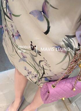 MAVIS LEUNG 翩翩起舞 灵动感立体蝴蝶淡雅森系印花直筒A字半身裙