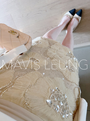 MAVIS LEUNG  浪漫花期 亮片立体玫瑰轻奢优雅包臀短款半身裙