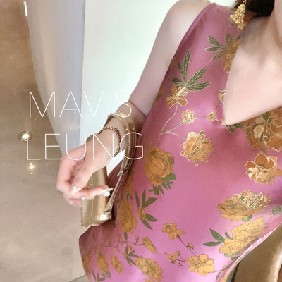 MAVIS LEUNG 东方鎏金美 自带老钱感富贵中式提花色荷叶摆连衣裙