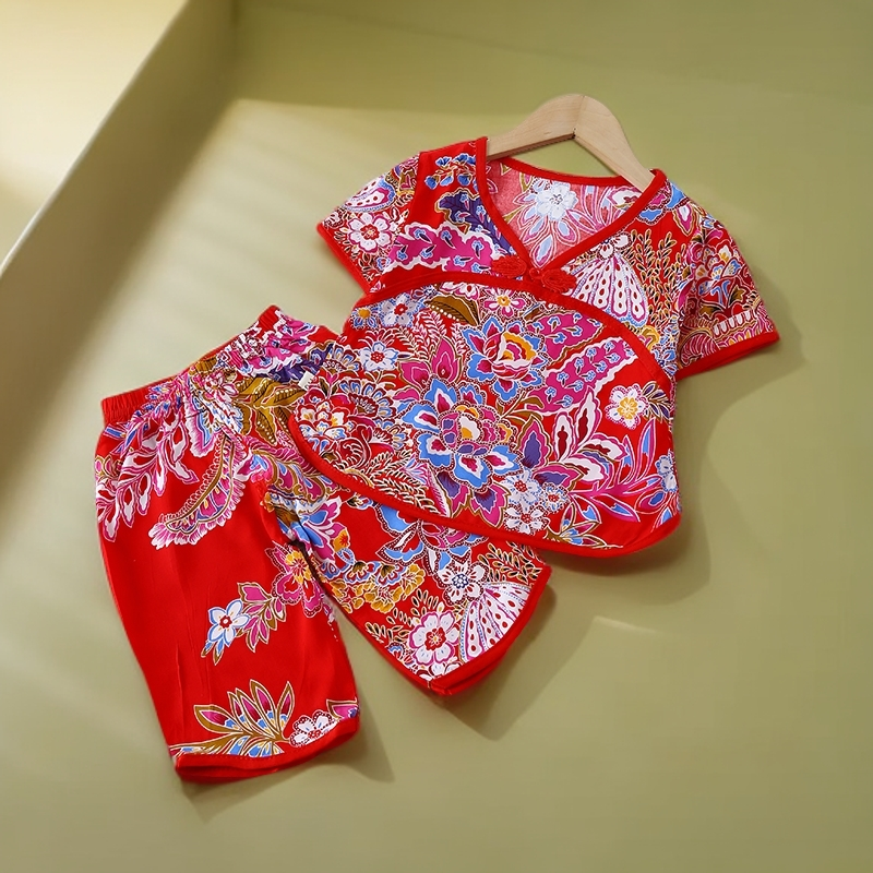 儿童家居服套装网红宝宝绵绸