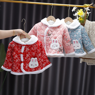 女童宝宝冬季 衣服东北棉袄婴儿童小花袄碎拜年服公主棉袄洋气唐装