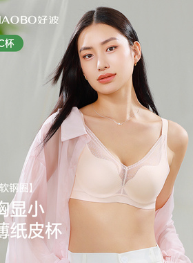 好波内衣女光面网纱薄款透气胸罩大胸显胸小轻薄软钢圈文胸HW2509